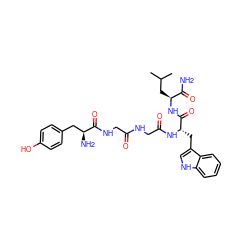 CC(C)C[C@H](NC(=O)[C@H](Cc1c[nH]c2ccccc12)NC(=O)CNC(=O)CNC(=O)[C@@H](N)Cc1ccc(O)cc1)C(N)=O ZINC000096901643