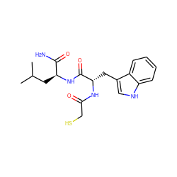 CC(C)C[C@H](NC(=O)[C@H](Cc1c[nH]c2ccccc12)NC(=O)CS)C(N)=O ZINC000049089648