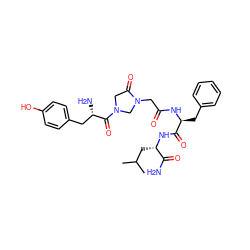 CC(C)C[C@H](NC(=O)[C@H](Cc1ccccc1)NC(=O)CN1CN(C(=O)[C@@H](N)Cc2ccc(O)cc2)CC1=O)C(N)=O ZINC000026935228