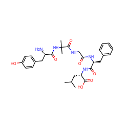 CC(C)C[C@H](NC(=O)[C@H](Cc1ccccc1)NC(=O)CNC(=O)C(C)(C)NC(=O)[C@@H](N)Cc1ccc(O)cc1)C(=O)O ZINC000026172352