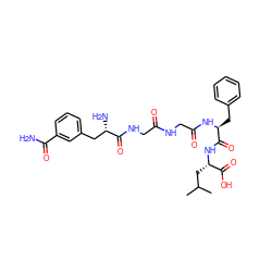 CC(C)C[C@H](NC(=O)[C@H](Cc1ccccc1)NC(=O)CNC(=O)CNC(=O)[C@@H](N)Cc1cccc(C(N)=O)c1)C(=O)O ZINC000028893378