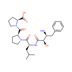 CC(C)C[C@H](NC(=O)[C@H](O)[C@@H](N)Cc1ccccc1)C(=O)N1CCC[C@H]1C(=O)N1CCC[C@H]1C(=O)O ZINC000096346950