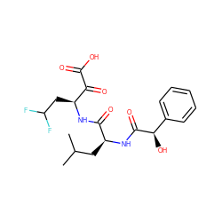 CC(C)C[C@H](NC(=O)[C@H](O)c1ccccc1)C(=O)N[C@@H](CC(F)F)C(=O)C(=O)O ZINC000013819757