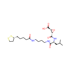 CC(C)C[C@H](NC(=O)[C@H]1O[C@@H]1C(=O)O)C(=O)NCCCCNC(=O)CCCC[C@@H]1CCSS1 ZINC000096917559