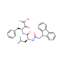 CC(C)C[C@H](NC(=O)CC1c2ccccc2-c2ccccc21)C(=O)N[C@@H](Cc1ccccc1)C(=O)C(=O)O ZINC000040919236