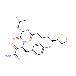 CC(C)C[C@H](NC(=O)CCCC[C@@H]1CCSS1)C(=O)N[C@@H](Cc1ccc(Br)cc1)C(=O)C(N)=O ZINC000028563033