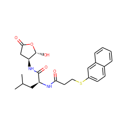 CC(C)C[C@H](NC(=O)CCSc1ccc2ccccc2c1)C(=O)N[C@H]1CC(=O)O[C@@H]1O ZINC000013819138