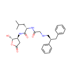 CC(C)C[C@H](NC(=O)CNC[C@@H](Cc1ccccc1)c1ccccc1)C(=O)N[C@H]1CC(=O)O[C@@H]1O ZINC000026746748