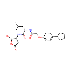 CC(C)C[C@H](NC(=O)COc1ccc(C2CCCC2)cc1)C(=O)N[C@H]1CC(=O)O[C@@H]1O ZINC000013819257