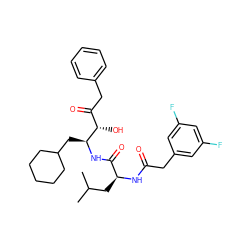 CC(C)C[C@H](NC(=O)Cc1cc(F)cc(F)c1)C(=O)N[C@@H](CC1CCCCC1)[C@@H](O)C(=O)Cc1ccccc1 ZINC000028225781