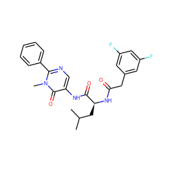 CC(C)C[C@H](NC(=O)Cc1cc(F)cc(F)c1)C(=O)Nc1cnc(-c2ccccc2)n(C)c1=O ZINC000027108157