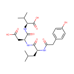 CC(C)C[C@H](NC(=O)Cc1ccc(O)cc1)C(=O)N[C@@H](CC(=O)O)C(=O)N[C@H](C(=O)O)C(C)C ZINC000013795314