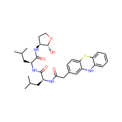 CC(C)C[C@H](NC(=O)Cc1ccc2c(c1)Nc1ccccc1S2)C(=O)N[C@@H](CC(C)C)C(=O)N[C@H]1CCO[C@@H]1O ZINC000028572486