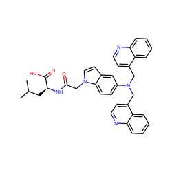 CC(C)C[C@H](NC(=O)Cn1ccc2cc(N(Cc3ccnc4ccccc34)Cc3ccnc4ccccc34)ccc21)C(=O)O ZINC000299835247