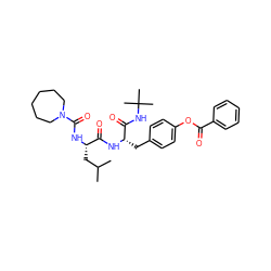 CC(C)C[C@H](NC(=O)N1CCCCCC1)C(=O)N[C@@H](Cc1ccc(OC(=O)c2ccccc2)cc1)C(=O)NC(C)(C)C ZINC000027429272