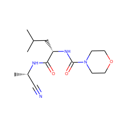 CC(C)C[C@H](NC(=O)N1CCOCC1)C(=O)N[C@@H](C)C#N ZINC000013492513