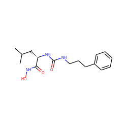 CC(C)C[C@H](NC(=O)NCCCc1ccccc1)C(=O)NO ZINC000095560939