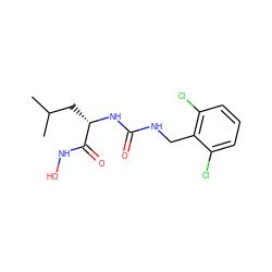 CC(C)C[C@H](NC(=O)NCc1c(Cl)cccc1Cl)C(=O)NO ZINC000653795250