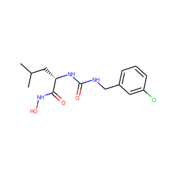 CC(C)C[C@H](NC(=O)NCc1cccc(Cl)c1)C(=O)NO ZINC000095587681