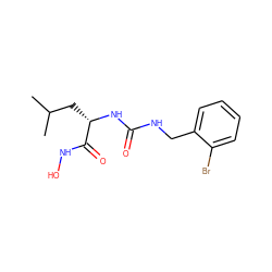 CC(C)C[C@H](NC(=O)NCc1ccccc1Br)C(=O)NO ZINC000095591233