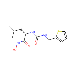 CC(C)C[C@H](NC(=O)NCc1cccs1)C(=O)NO ZINC000095563054