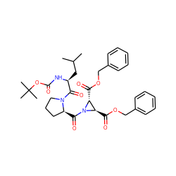 CC(C)C[C@H](NC(=O)OC(C)(C)C)C(=O)N1CCC[C@@H]1C(=O)N1[C@H](C(=O)OCc2ccccc2)[C@H]1C(=O)OCc1ccccc1 ZINC000036178661