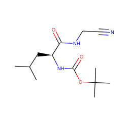 CC(C)C[C@H](NC(=O)OC(C)(C)C)C(=O)NCC#N ZINC000013676543