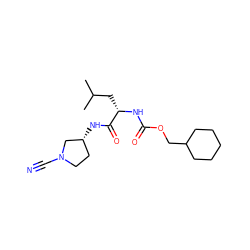 CC(C)C[C@H](NC(=O)OCC1CCCCC1)C(=O)N[C@@H]1CCN(C#N)C1 ZINC000028353868