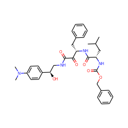 CC(C)C[C@H](NC(=O)OCc1ccccc1)C(=O)N[C@@H](Cc1ccccc1)C(=O)C(=O)NC[C@@H](O)c1ccc(N(C)C)cc1 ZINC000027405590