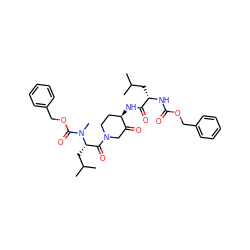 CC(C)C[C@H](NC(=O)OCc1ccccc1)C(=O)N[C@@H]1CCN(C(=O)[C@H](CC(C)C)N(C)C(=O)OCc2ccccc2)CC1=O ZINC000014972316