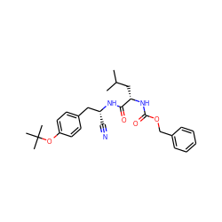 CC(C)C[C@H](NC(=O)OCc1ccccc1)C(=O)N[C@H](C#N)Cc1ccc(OC(C)(C)C)cc1 ZINC000014972153