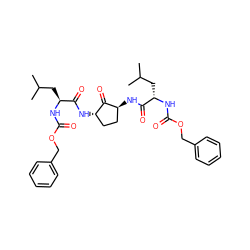 CC(C)C[C@H](NC(=O)OCc1ccccc1)C(=O)N[C@H]1CC[C@H](NC(=O)[C@H](CC(C)C)NC(=O)OCc2ccccc2)C1=O ZINC000027108514