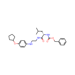 CC(C)C[C@H](NC(=O)OCc1ccccc1)C(=O)NCCNc1ccc(OC2CCCC2)cc1 ZINC000013490284