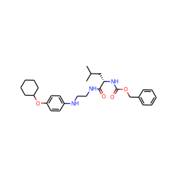 CC(C)C[C@H](NC(=O)OCc1ccccc1)C(=O)NCCNc1ccc(OC2CCCCC2)cc1 ZINC000013490285