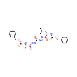 CC(C)C[C@H](NC(=O)OCc1ccccc1)C(=O)NNC(=O)NNC(=O)[C@H](C)NC(=O)OCc1ccccc1 ZINC000043365931