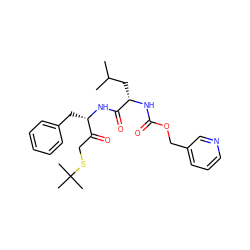 CC(C)C[C@H](NC(=O)OCc1cccnc1)C(=O)N[C@@H](Cc1ccccc1)C(=O)CSC(C)(C)C ZINC000013472284