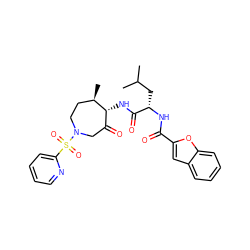 CC(C)C[C@H](NC(=O)c1cc2ccccc2o1)C(=O)N[C@@H]1C(=O)CN(S(=O)(=O)c2ccccn2)CC[C@H]1C ZINC000014972213