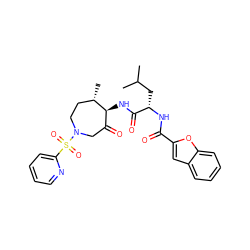 CC(C)C[C@H](NC(=O)c1cc2ccccc2o1)C(=O)N[C@H]1C(=O)CN(S(=O)(=O)c2ccccn2)CC[C@@H]1C ZINC000014972219