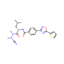 CC(C)C[C@H](NC(=O)c1ccc(-c2noc(-c3cccs3)n2)cc1)C(=O)N(C)N(C)C#N ZINC000066157388