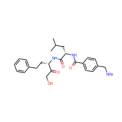 CC(C)C[C@H](NC(=O)c1ccc(CN)cc1)C(=O)N[C@@H](CCc1ccccc1)C(=O)CO ZINC000013818733