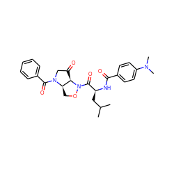 CC(C)C[C@H](NC(=O)c1ccc(N(C)C)cc1)C(=O)N1OC[C@@H]2[C@H]1C(=O)CN2C(=O)c1ccccc1 ZINC000028331233