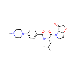 CC(C)C[C@H](NC(=O)c1ccc(N2CCN(C)CC2)cc1)C(=O)N1CC[C@H]2OCC(=O)[C@H]21 ZINC000096170012