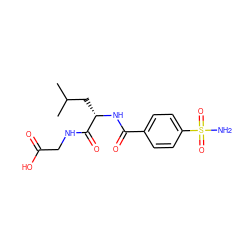 CC(C)C[C@H](NC(=O)c1ccc(S(N)(=O)=O)cc1)C(=O)NCC(=O)O ZINC000029473769