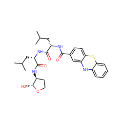 CC(C)C[C@H](NC(=O)c1ccc2c(c1)Nc1ccccc1S2)C(=O)N[C@@H](CC(C)C)C(=O)N[C@H]1CCO[C@@H]1O ZINC000028571873