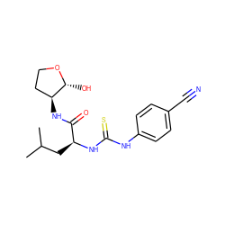 CC(C)C[C@H](NC(=S)Nc1ccc(C#N)cc1)C(=O)N[C@H]1CCO[C@@H]1O ZINC000035996656