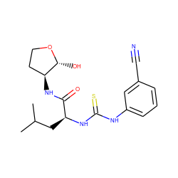 CC(C)C[C@H](NC(=S)Nc1cccc(C#N)c1)C(=O)N[C@H]1CCO[C@@H]1O ZINC000034641260