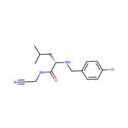 CC(C)C[C@H](NCc1ccc(Br)cc1)C(=O)NCC#N ZINC000028526759