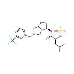 CC(C)C[C@H](NS(C)(=O)=O)C(=O)N[C@@H]1CC[C@H]2CN(Cc3cccc(C(F)(F)F)c3)C[C@H]21 ZINC000096921261