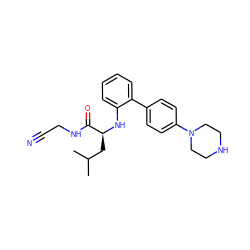 CC(C)C[C@H](Nc1ccccc1-c1ccc(N2CCNCC2)cc1)C(=O)NCC#N ZINC000028356733