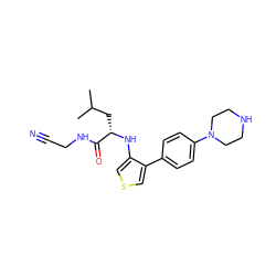 CC(C)C[C@H](Nc1cscc1-c1ccc(N2CCNCC2)cc1)C(=O)NCC#N ZINC000028364294